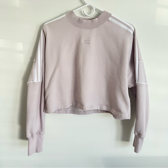 adidas Tops - Adidas Originals Cropped Sweatshirt Medium Ice Purple Embossed Emblem DH4656 S